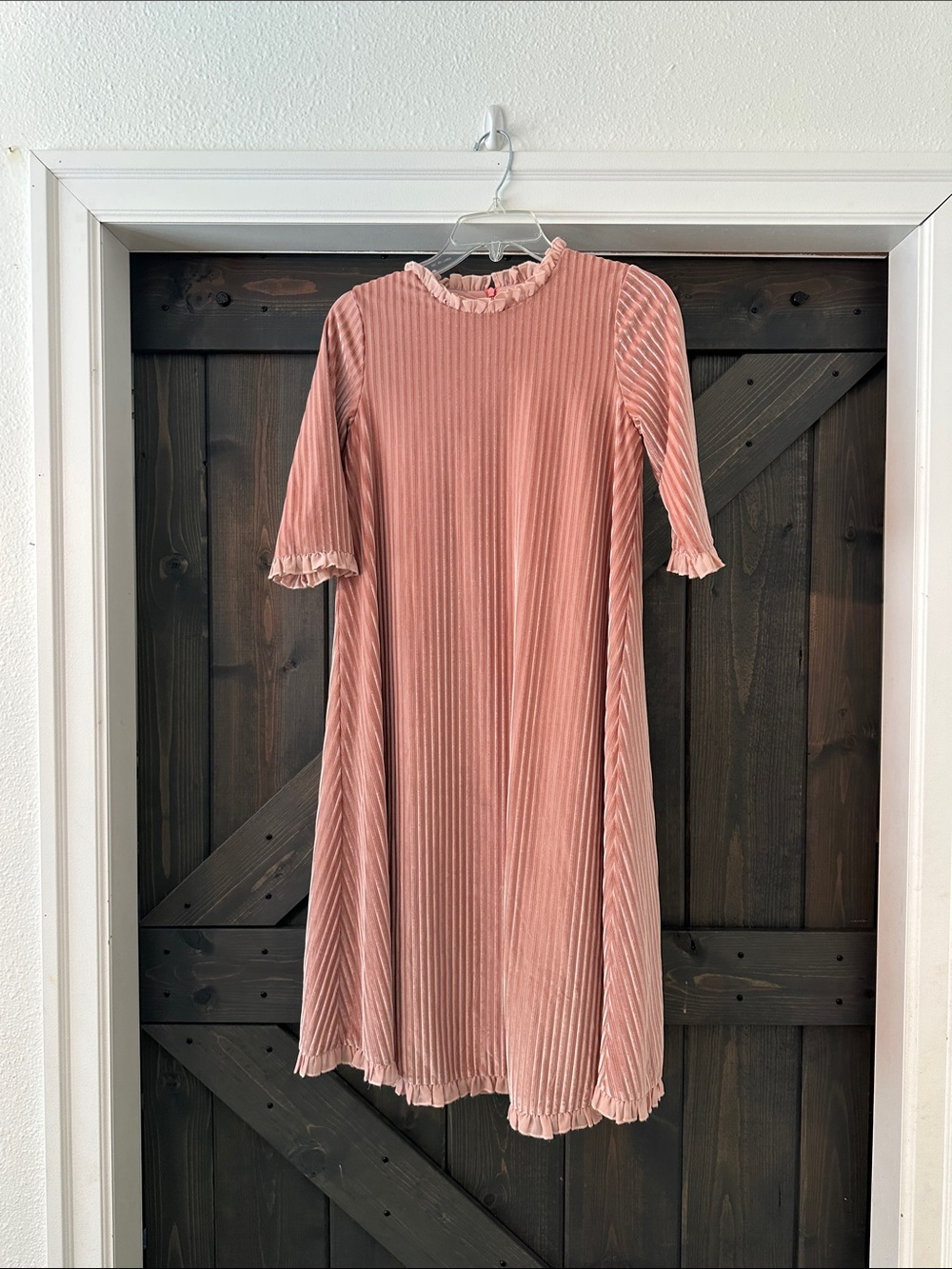 Dainty Jewells Pink Velvet Pleated Formal Dress for Girls